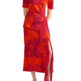 Erdem French Fray Midi Pencil Knit Skirt - Vermillion