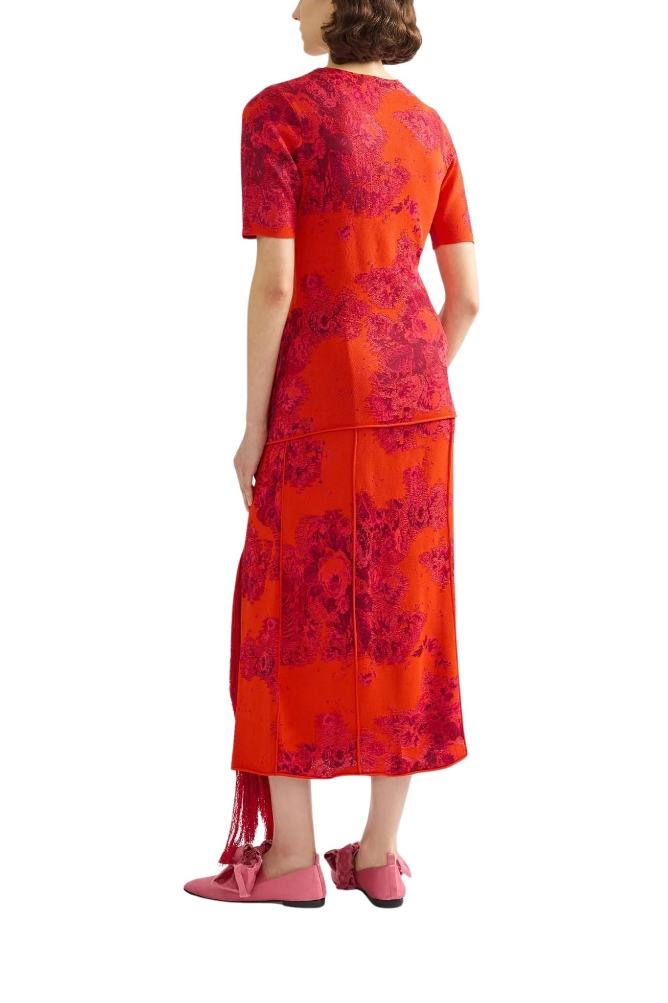Erdem French Fray Short Sleeve Knit Top - Vermillion