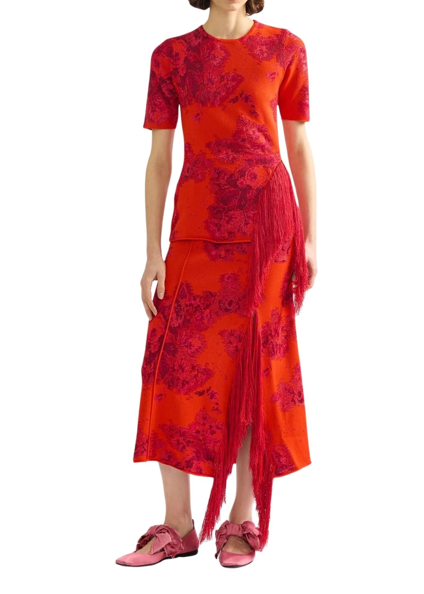 Erdem French Fray Short Sleeve Knit Top - Vermillion