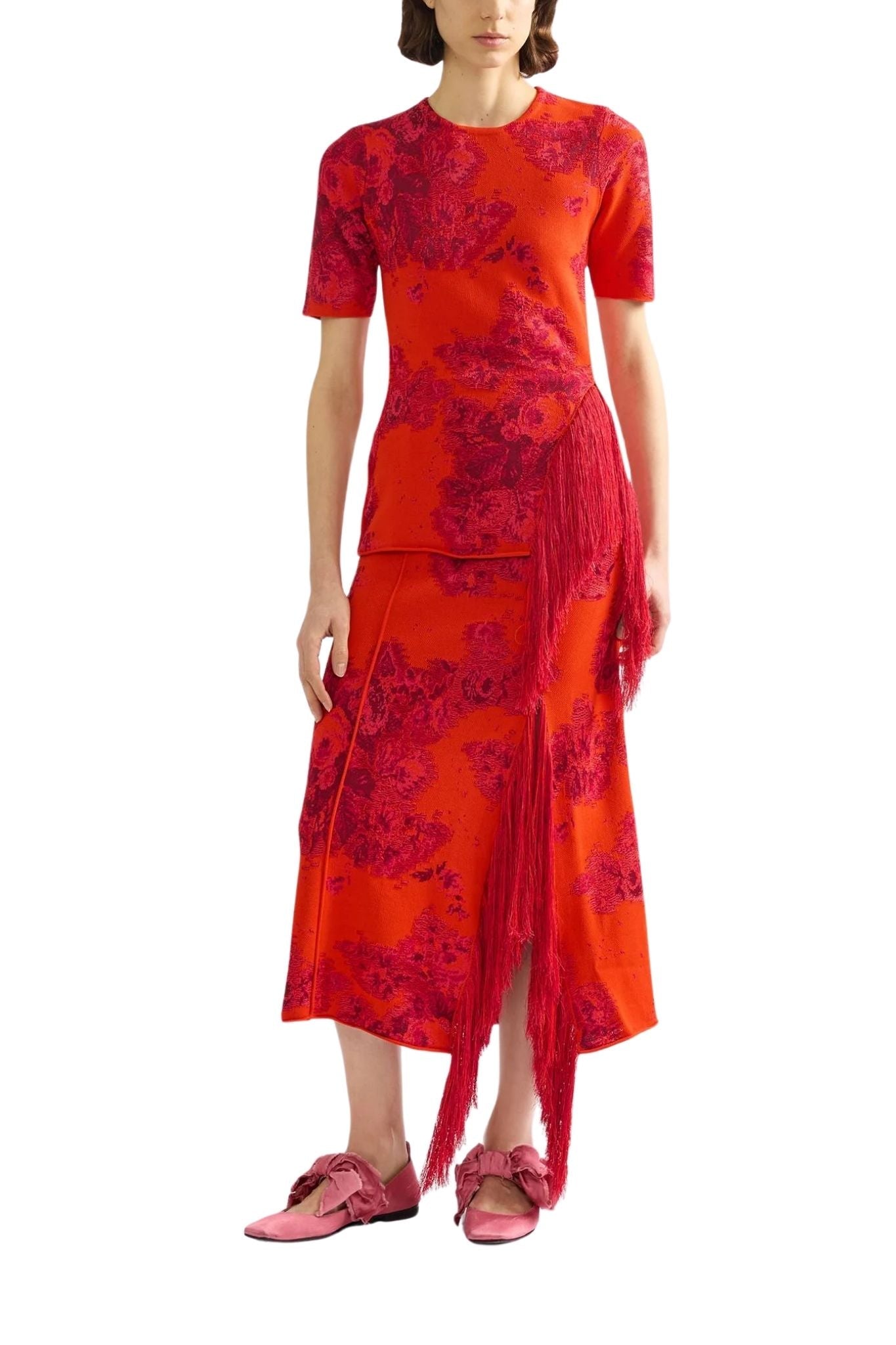 Erdem French Fray Short Sleeve Knit Top - Vermillion