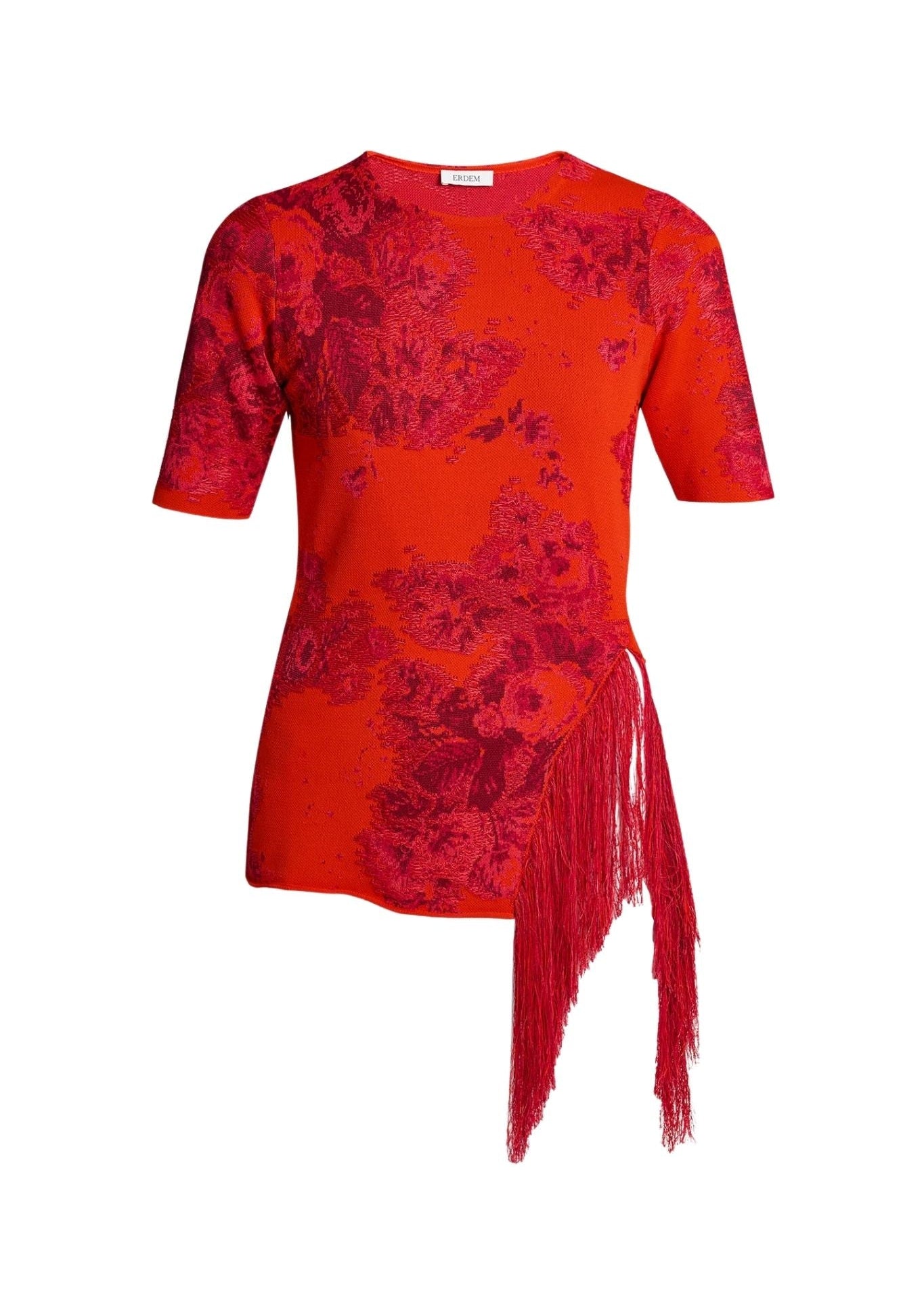 Erdem French Fray Short Sleeve Knit Top - Vermillion