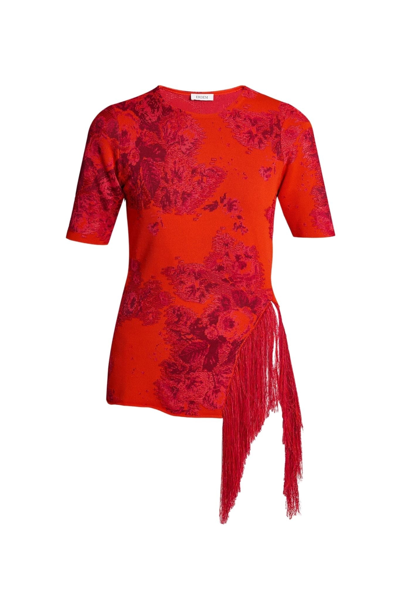 Erdem French Fray Short Sleeve Knit Top - Vermillion