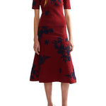 Erdem Jacquard Midi Knit Skirt - Vermillion