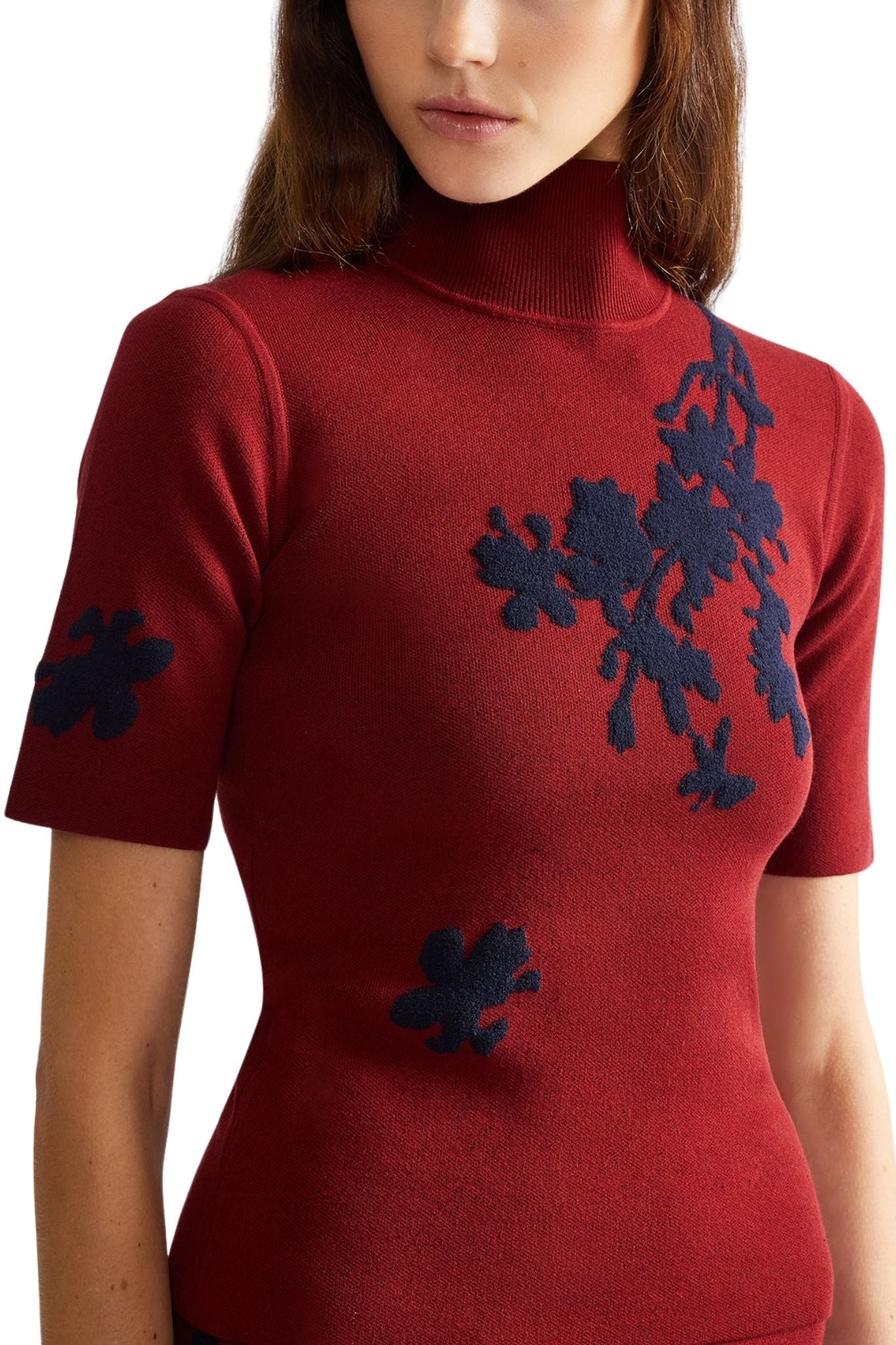 Erdem Jacquard Short Sleeve Knit Top - Vermillion