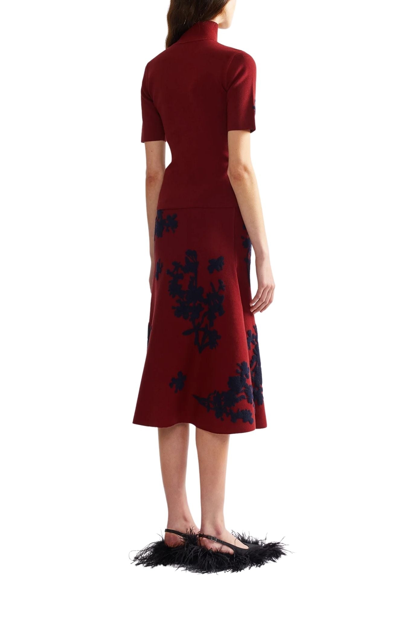 Erdem Jacquard Short Sleeve Knit Top - Vermillion