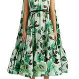 Erdem Midi Dress with Cape - Vermillion