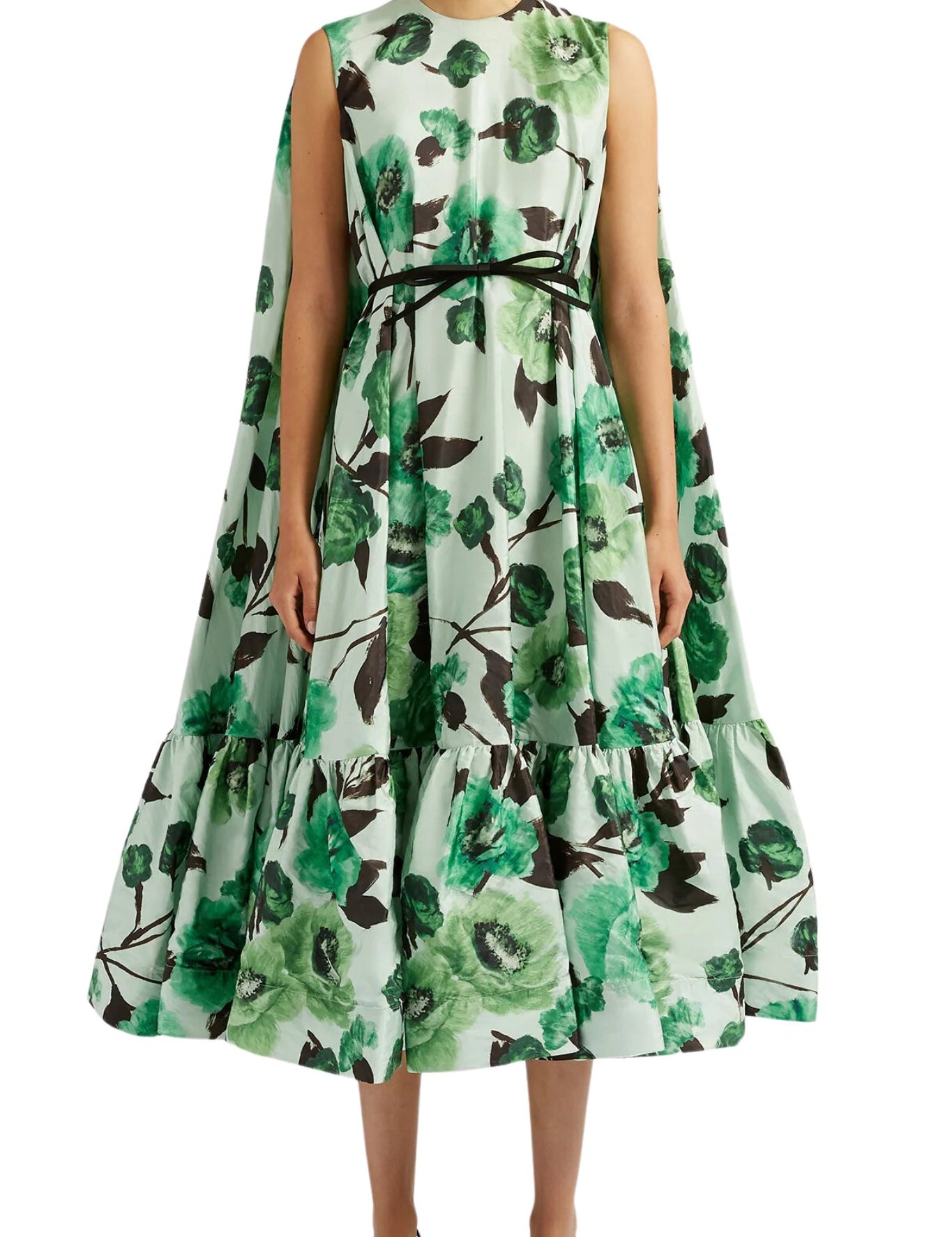 Erdem Midi Dress with Cape - Vermillion