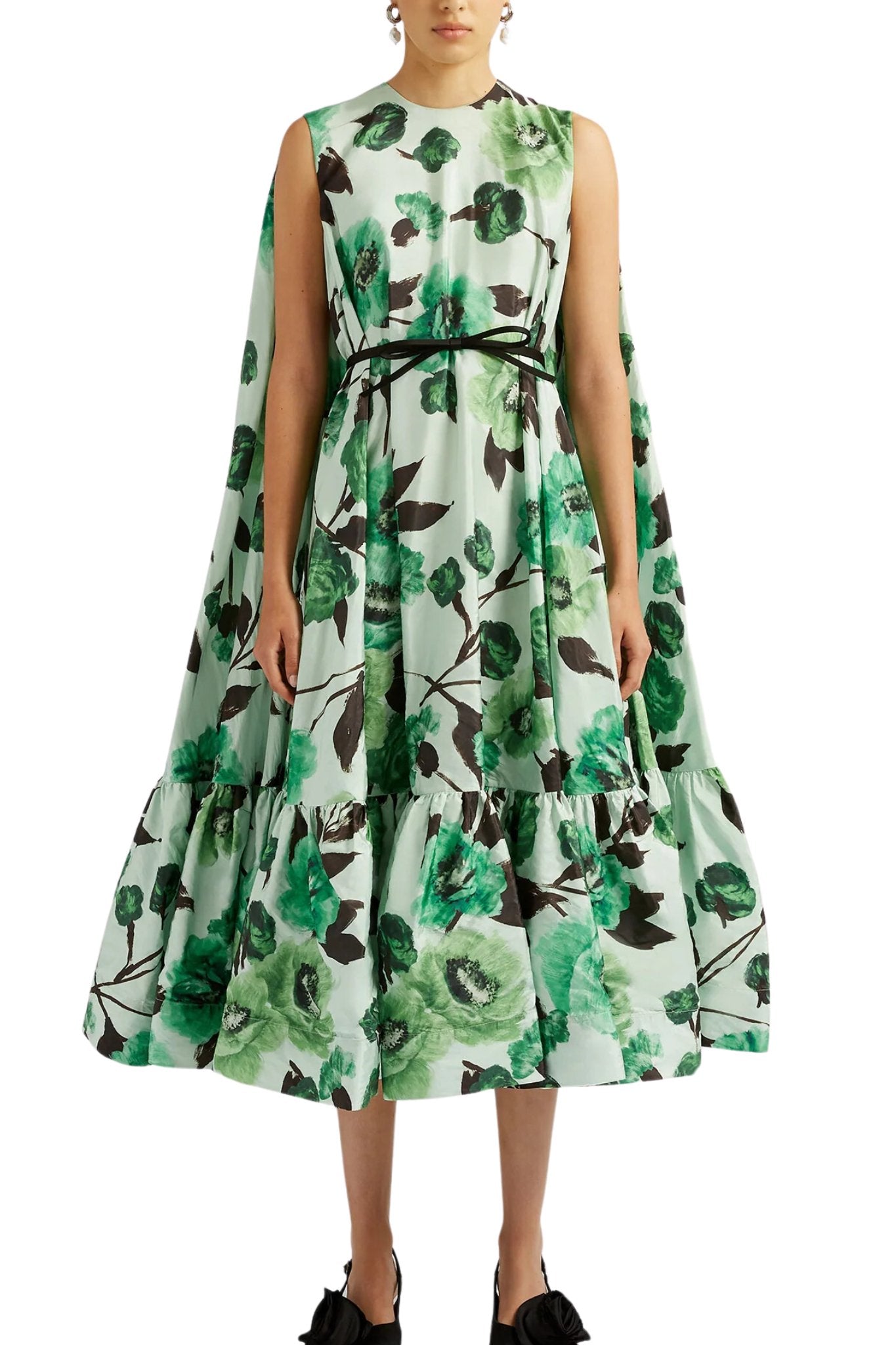 Erdem Midi Dress with Cape - Vermillion