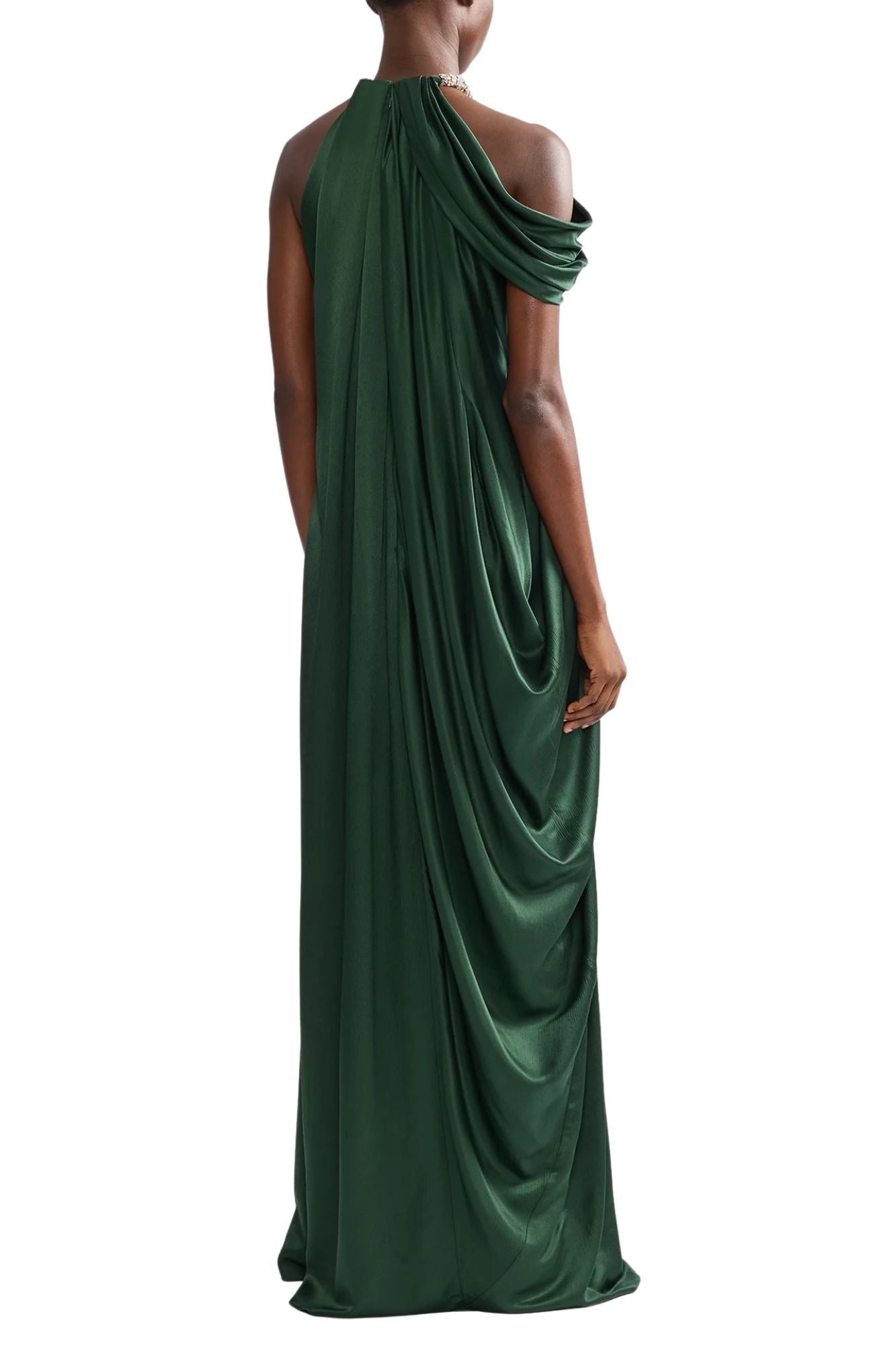 Erdem Saint Seersucker Draped Gown - Vermillion