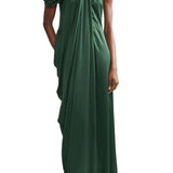 Erdem Saint Seersucker Draped Gown - Vermillion
