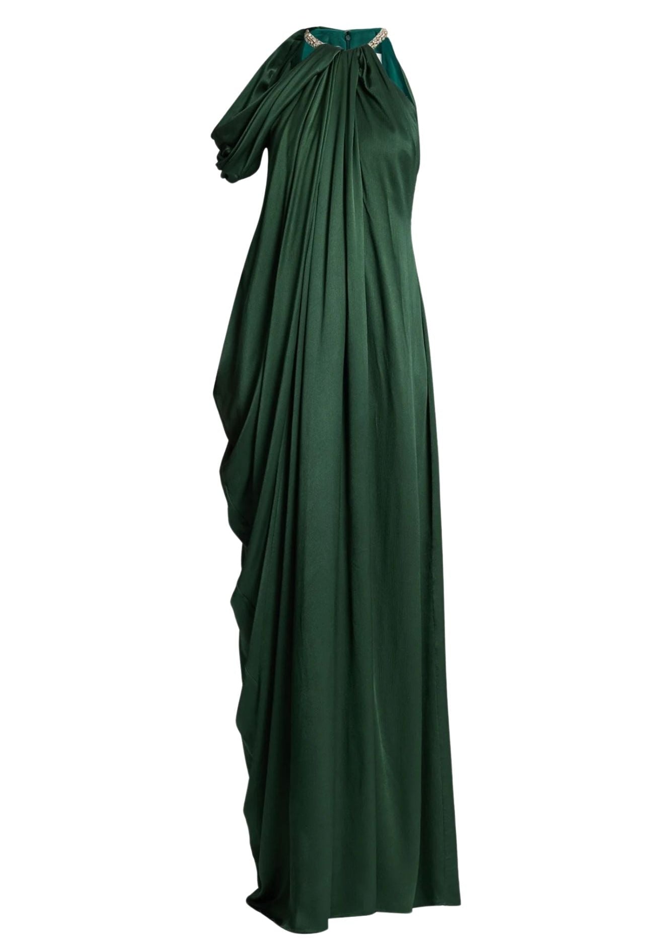 Erdem Saint Seersucker Draped Gown - Vermillion