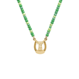 Established Beaded Mini Horseshoe Necklace - Vermillion