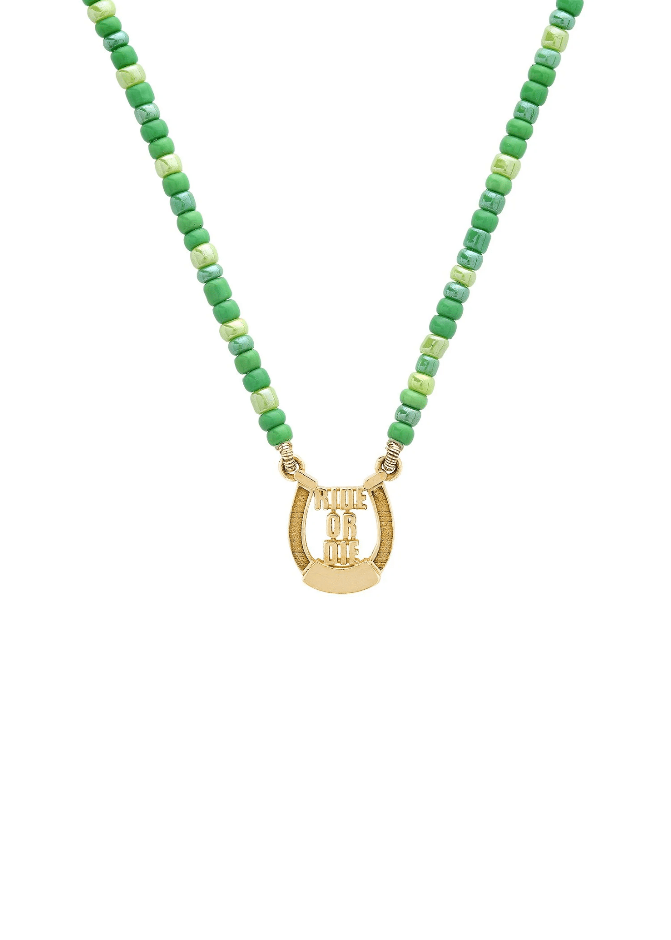 Established Beaded Mini Horseshoe Necklace - Vermillion