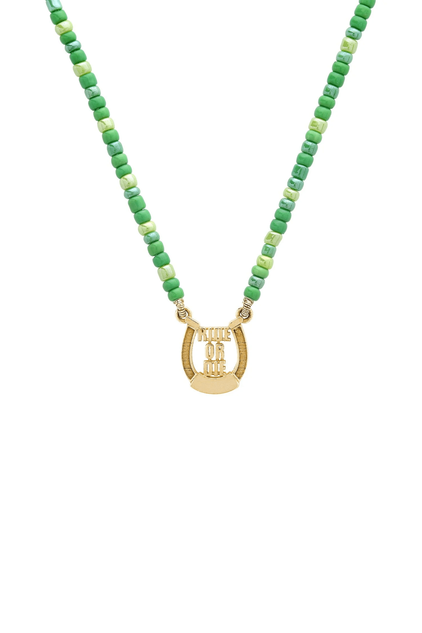 Established Beaded Mini Horseshoe Necklace - Vermillion