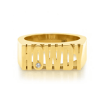 Established Block Word Ring with Diamonds - Vermillion