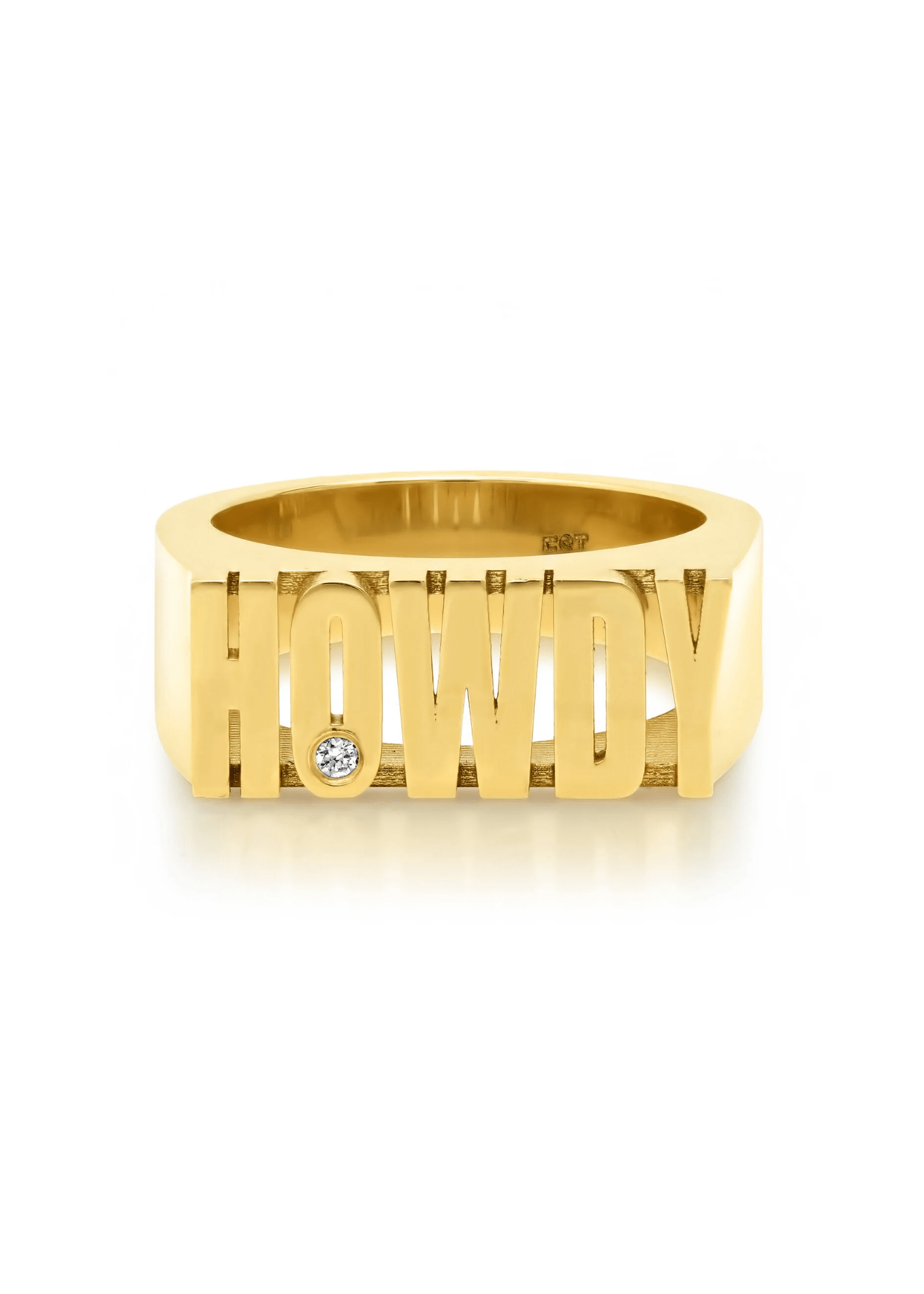 Established Block Word Ring with Diamonds - Vermillion