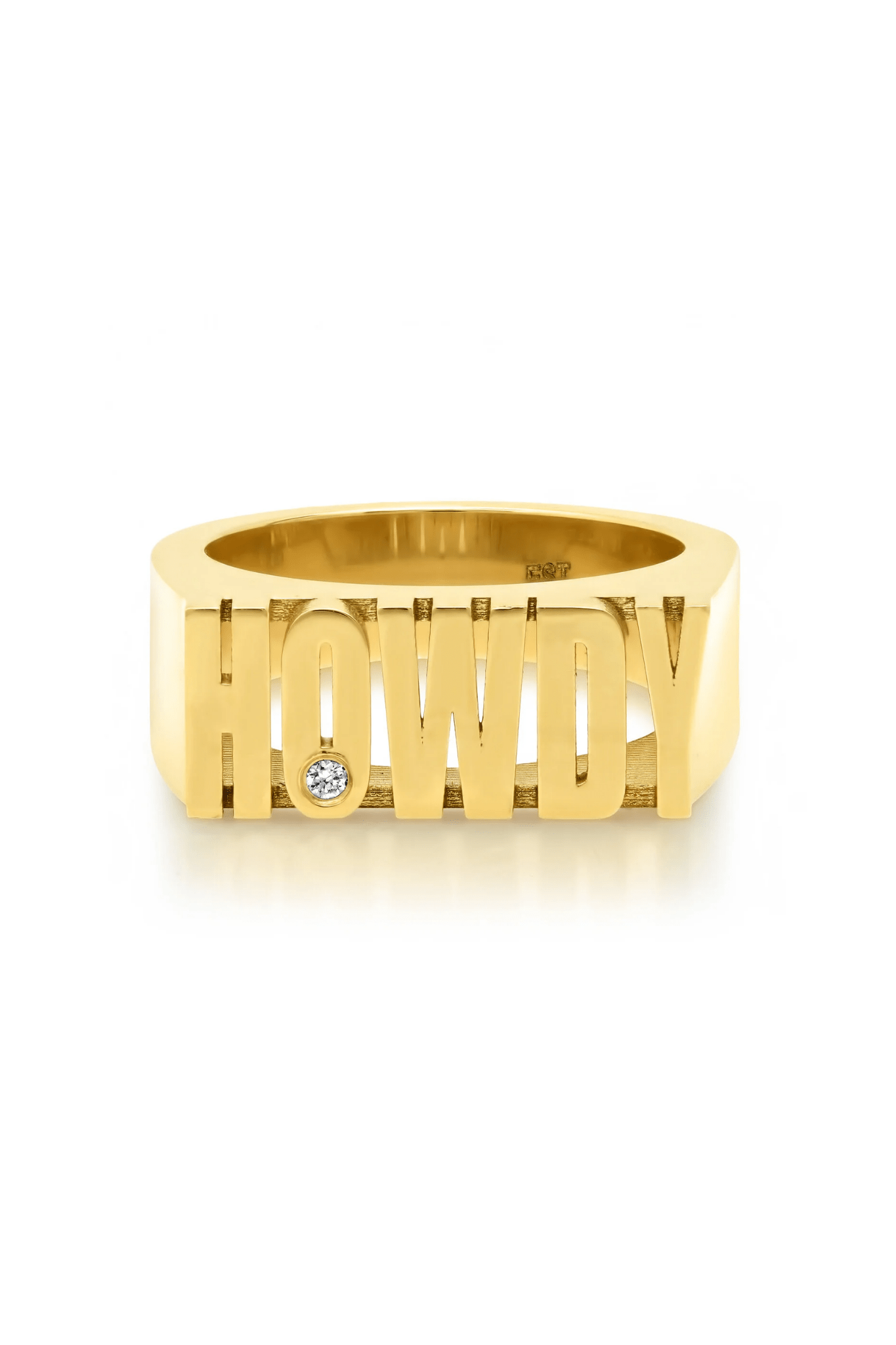 Established Block Word Ring with Diamonds - Vermillion