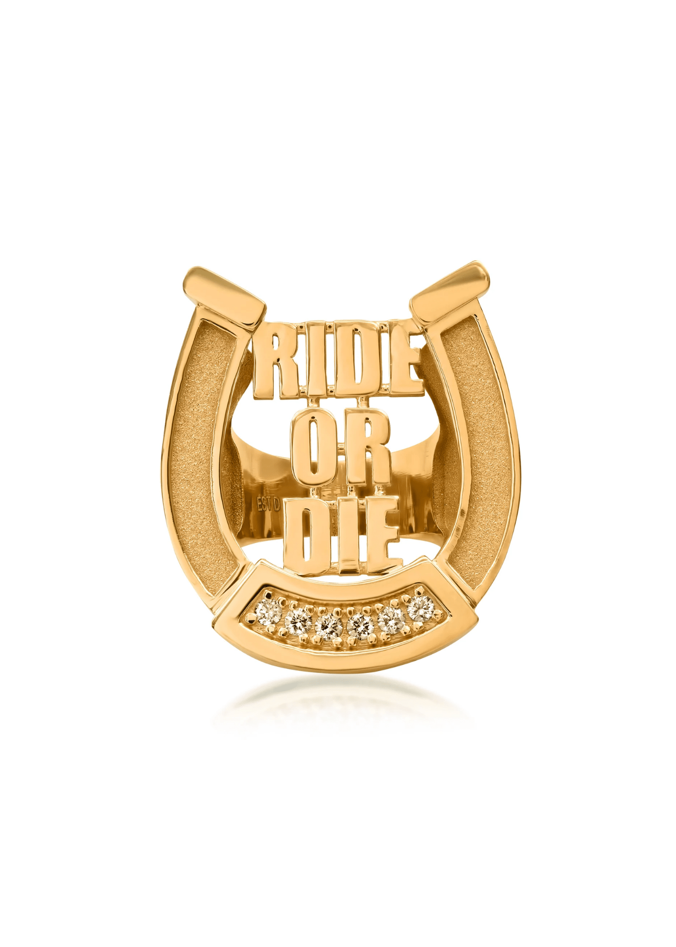 Established Ride or Die Horseshoe Ring with Diamonds - Vermillion