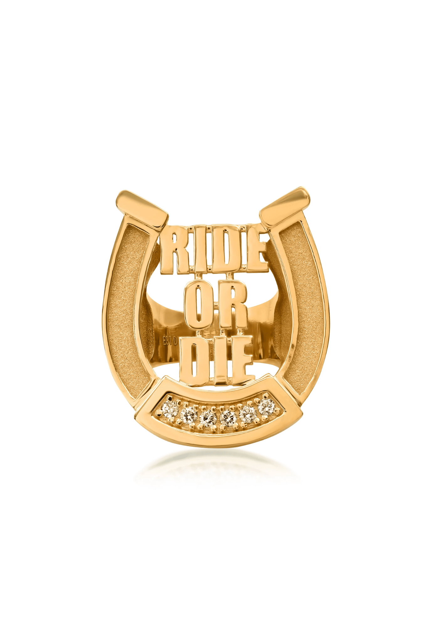 Established Ride or Die Horseshoe Ring with Diamonds - Vermillion