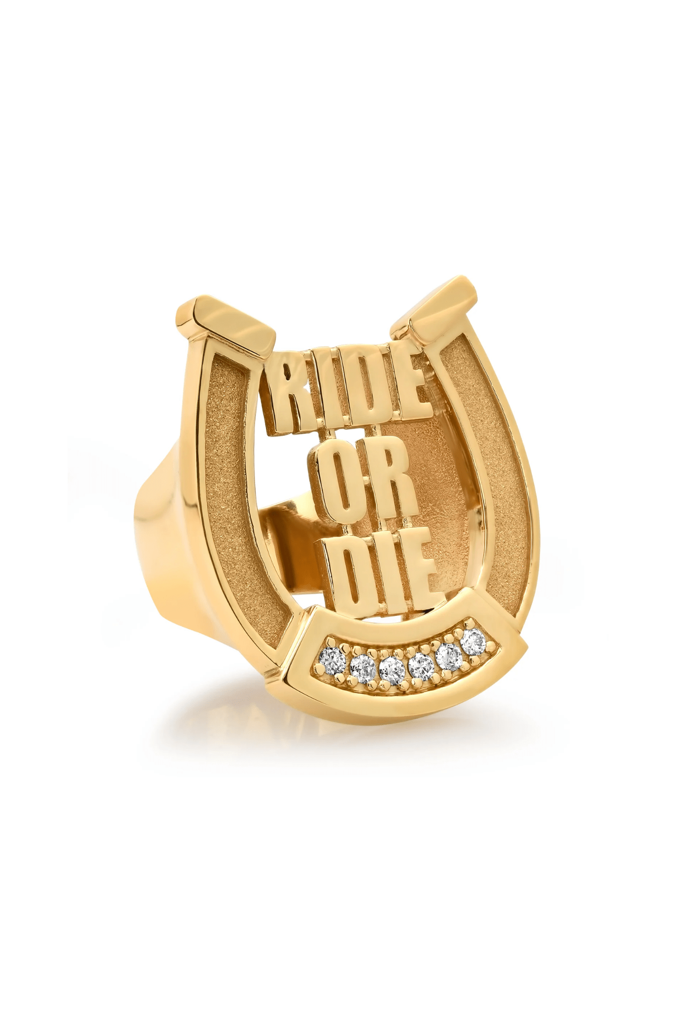 Established Ride or Die Horseshoe Ring with Diamonds - Vermillion