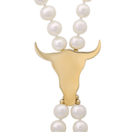 Established Stone Bead Bolo with Steer Head - Vermillion