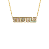 Established "Trouble" Jersey Font Necklace - Vermillion