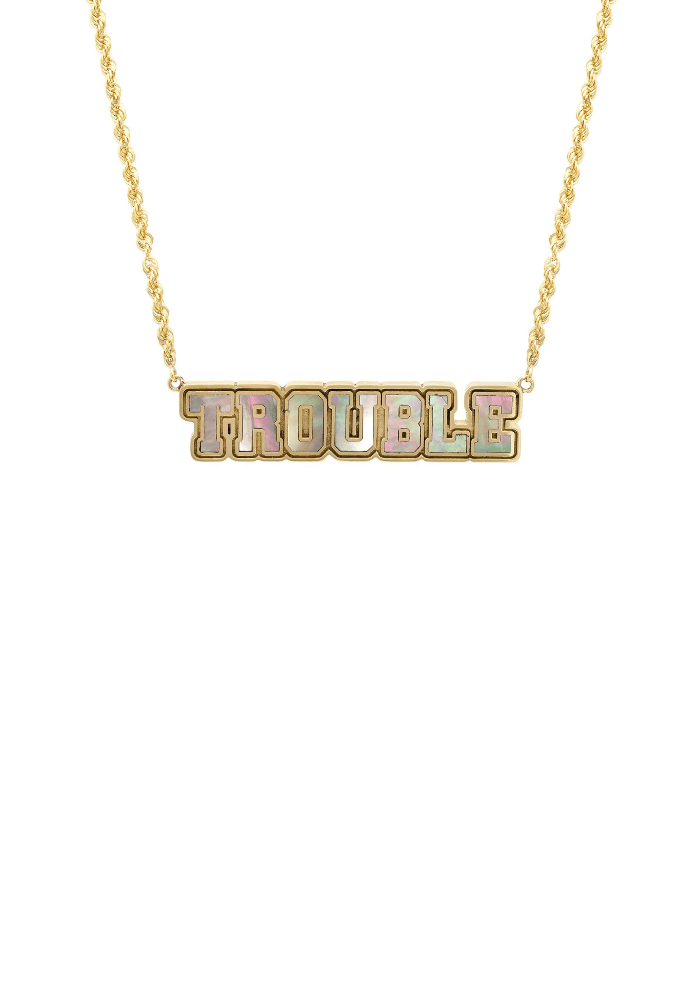 Established "Trouble" Jersey Font Necklace - Vermillion