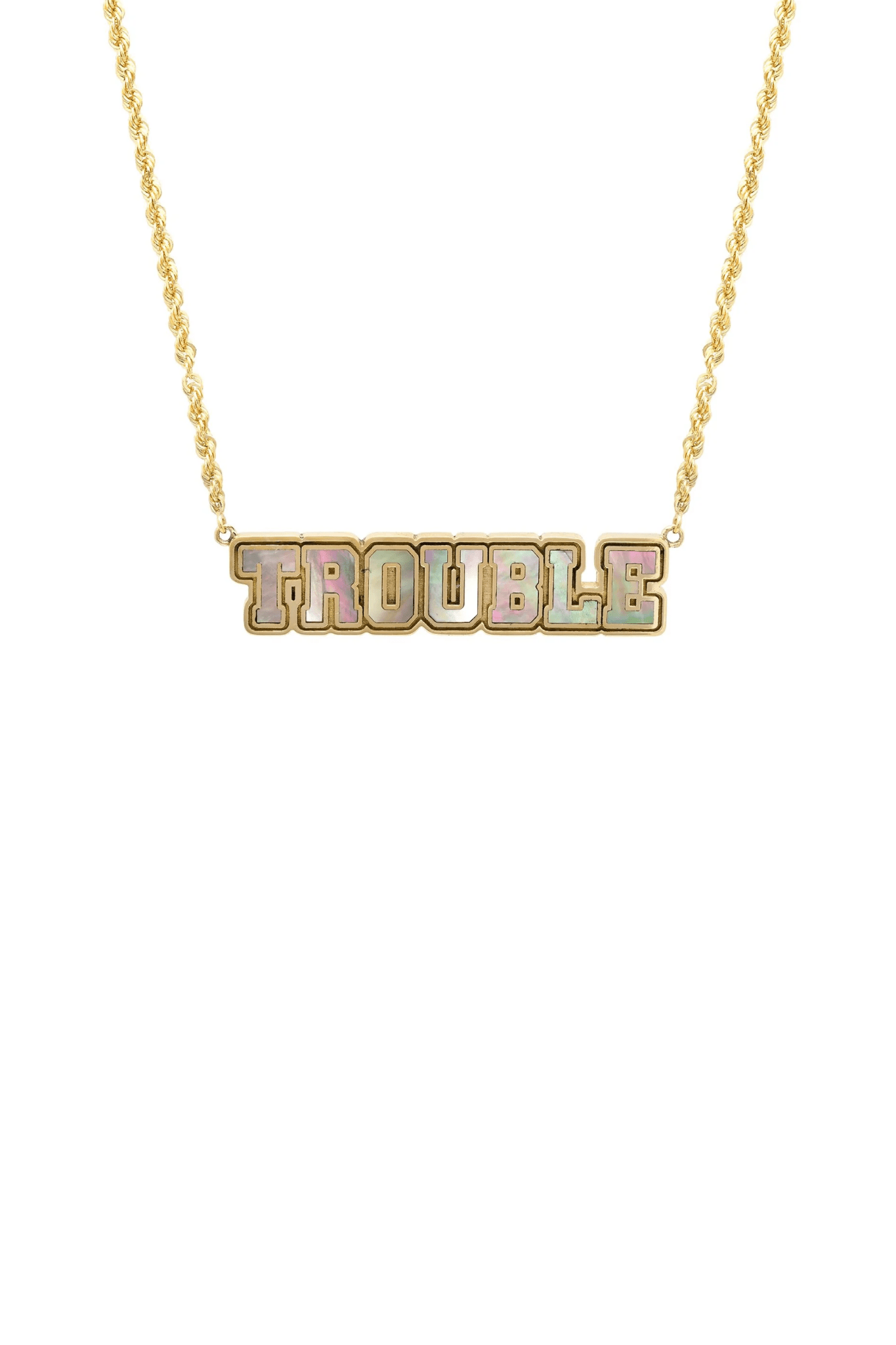 Established "Trouble" Jersey Font Necklace - Vermillion