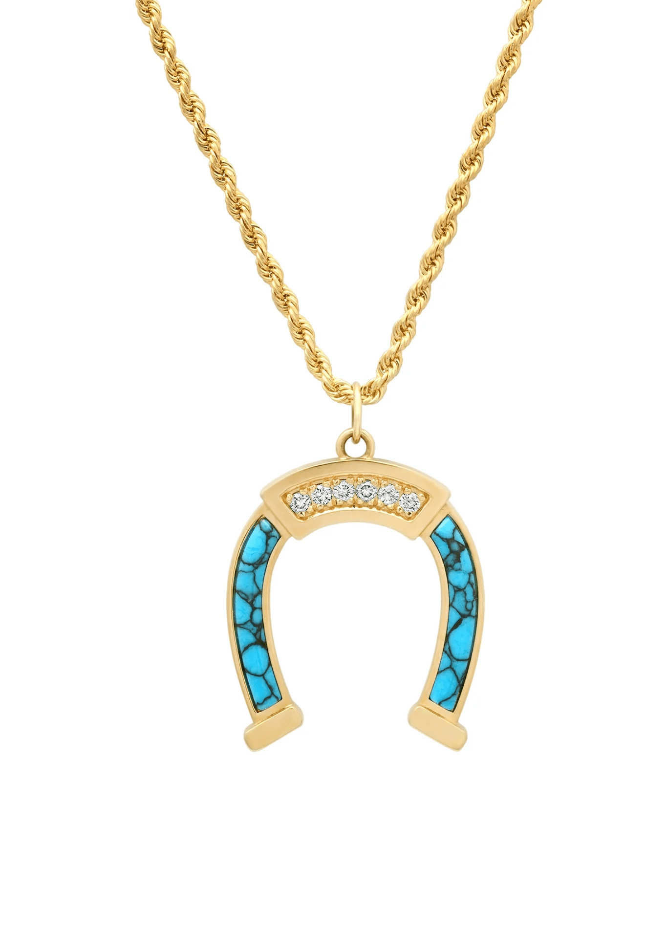 Established XL Diamond Horseshoe on Leather Rope Chain - Vermillion