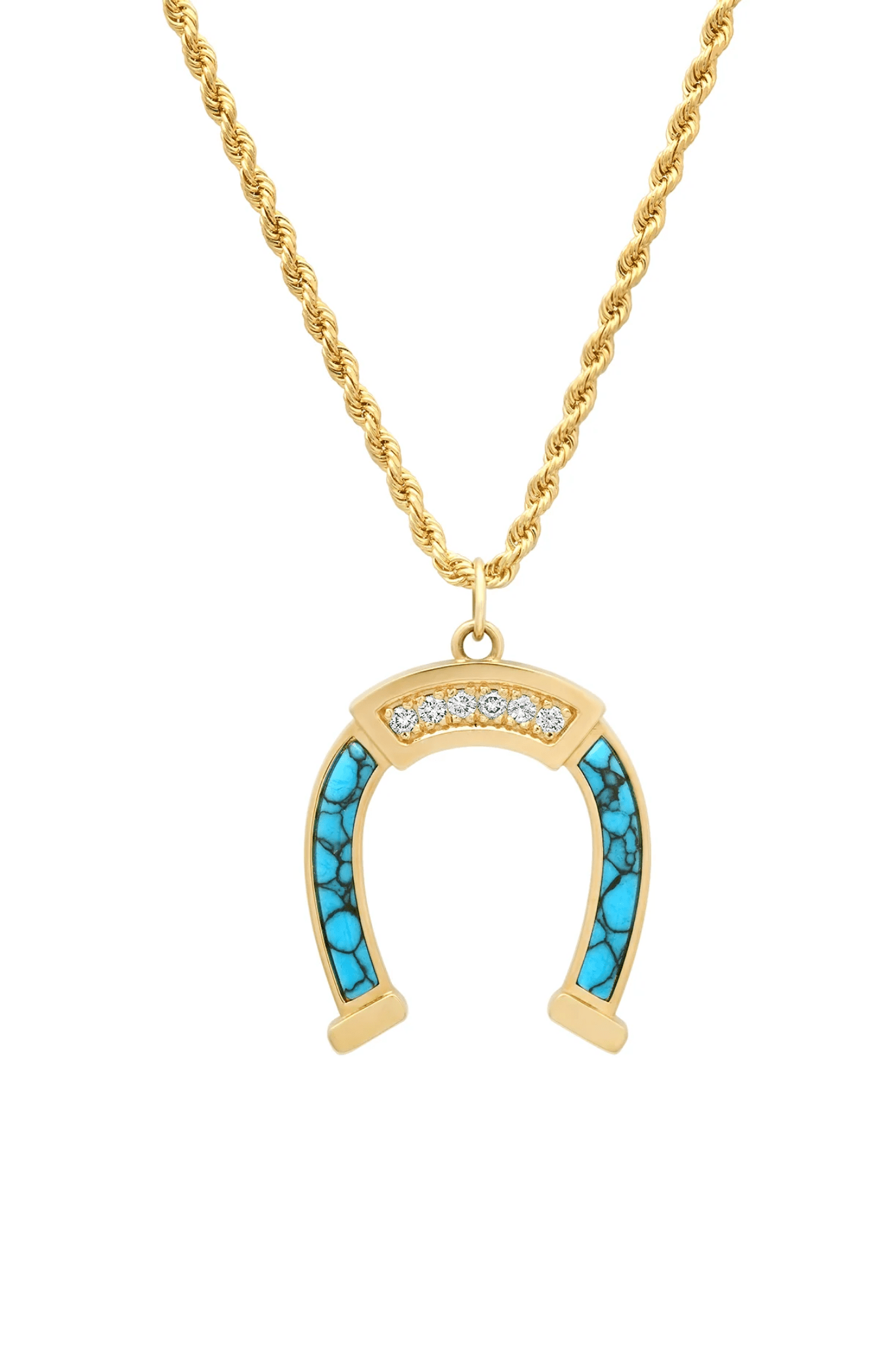 Established XL Diamond Horseshoe on Leather Rope Chain - Vermillion