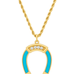 Established XL Diamond Horseshoe on Leather Rope Chain - Vermillion