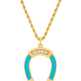 Established XL Diamond Horseshoe on Leather Rope Chain - Vermillion