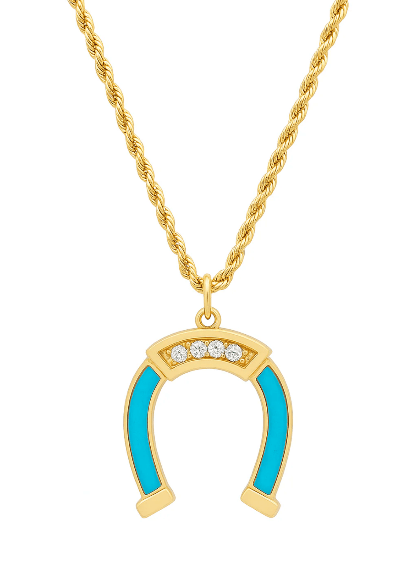 Established XL Diamond Horseshoe on Leather Rope Chain - Vermillion