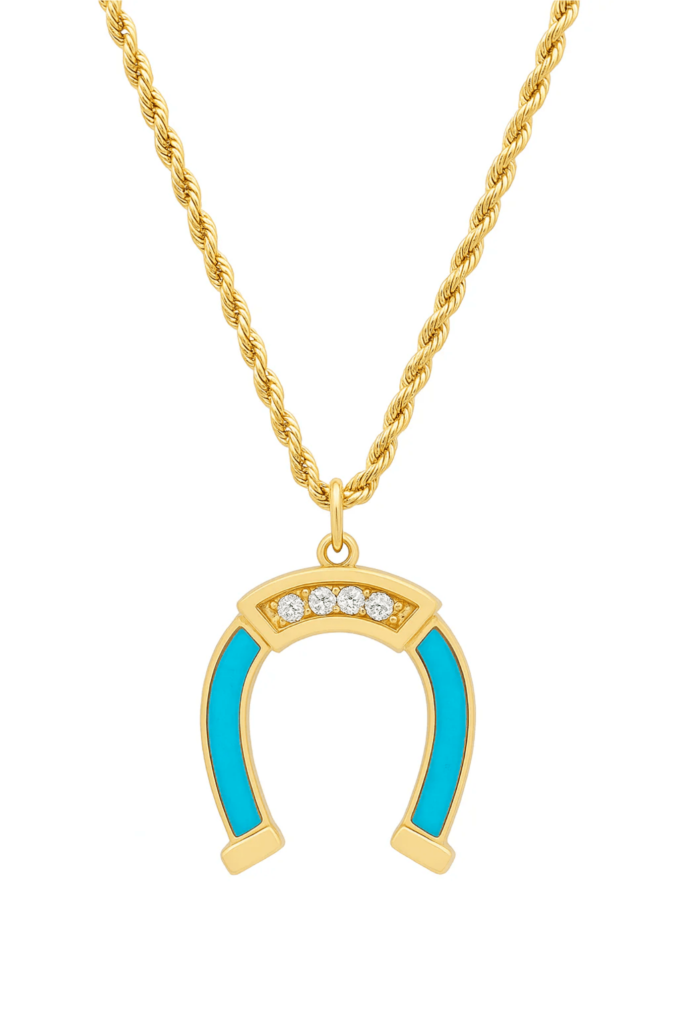 Established XL Diamond Horseshoe on Leather Rope Chain - Vermillion