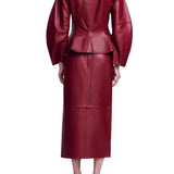 Lela Rose Leather Peplum Jacket