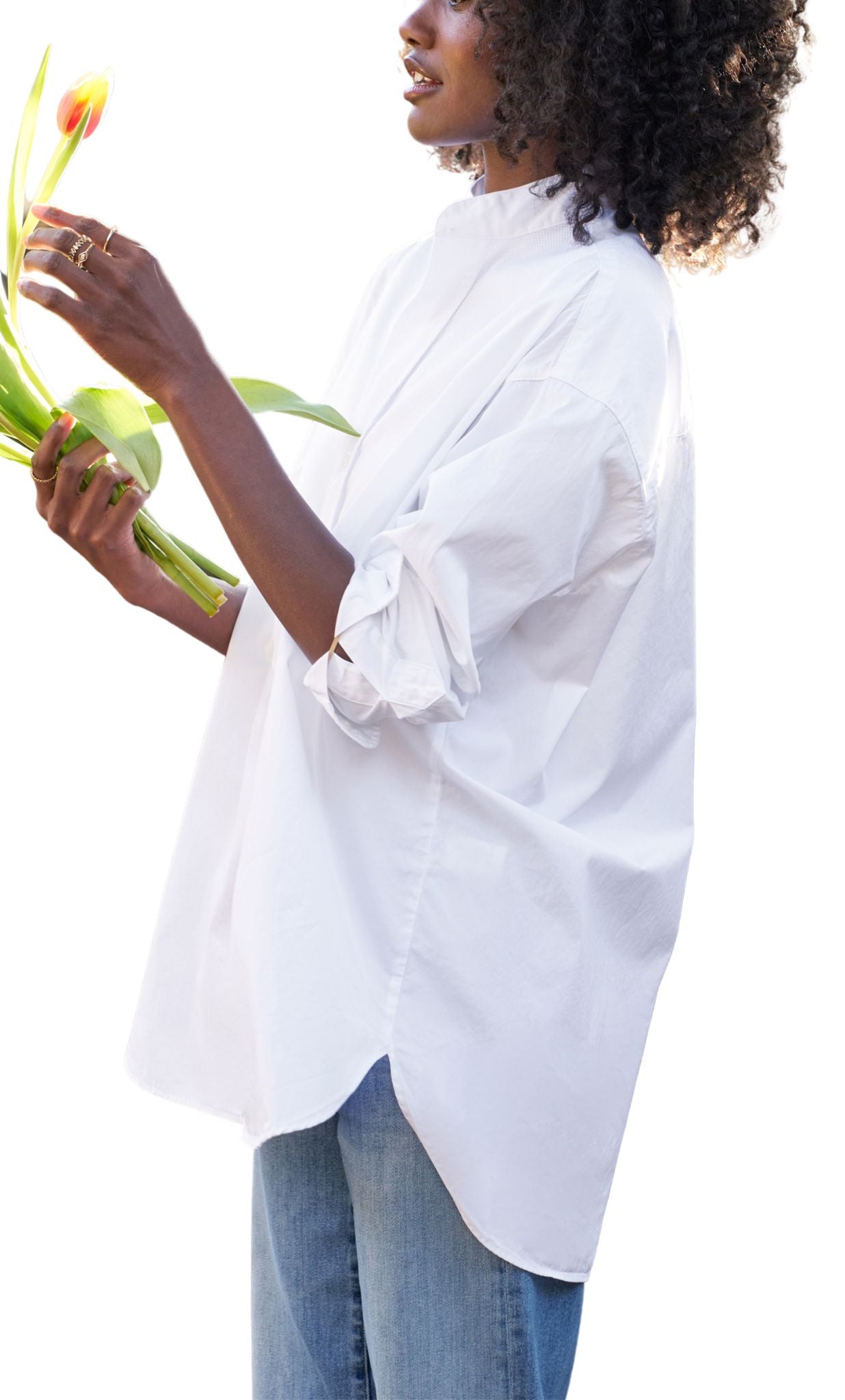 Frank & Eileen Collarless Button Down - Vermillion