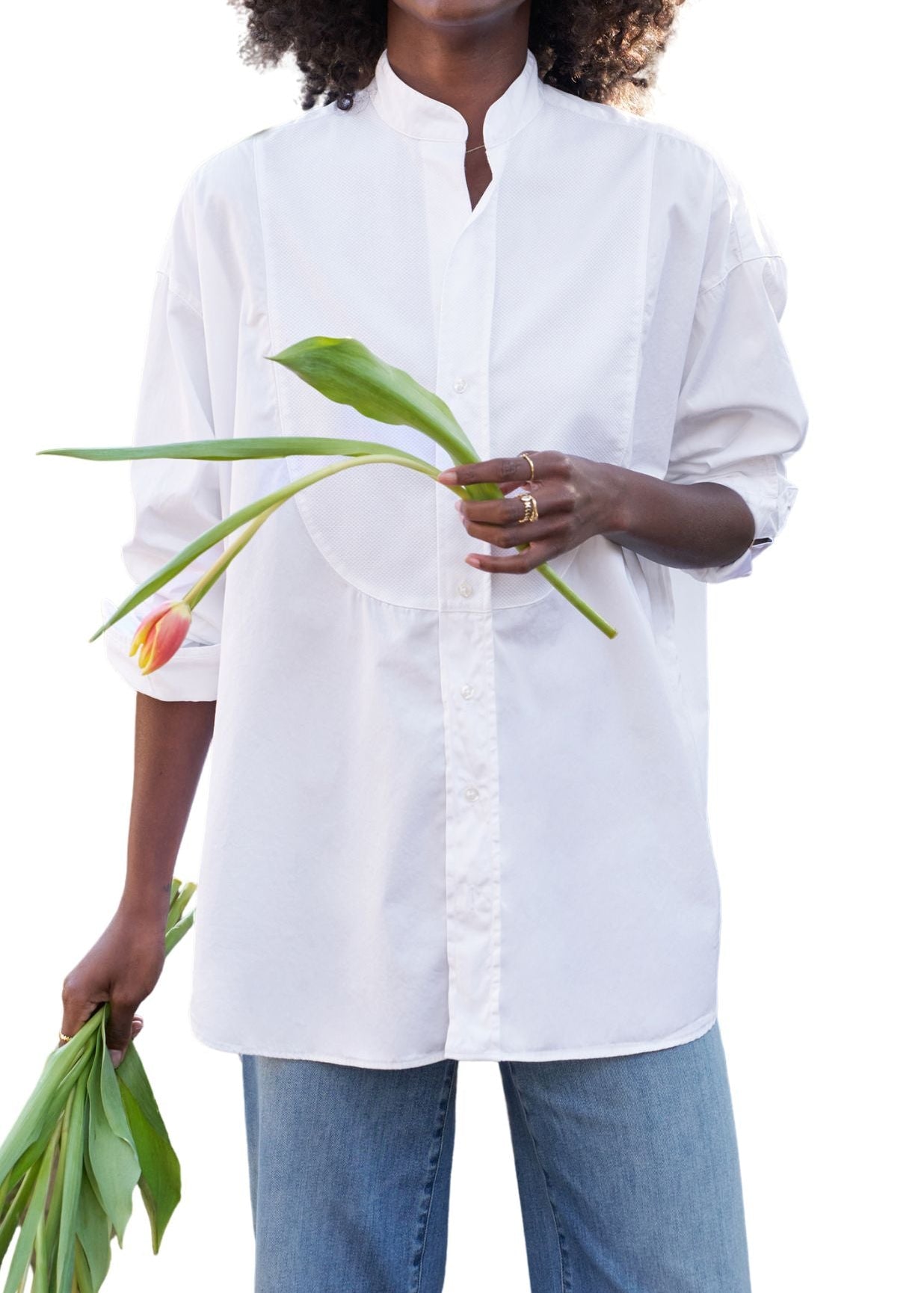 Frank & Eileen Collarless Button Down - Vermillion