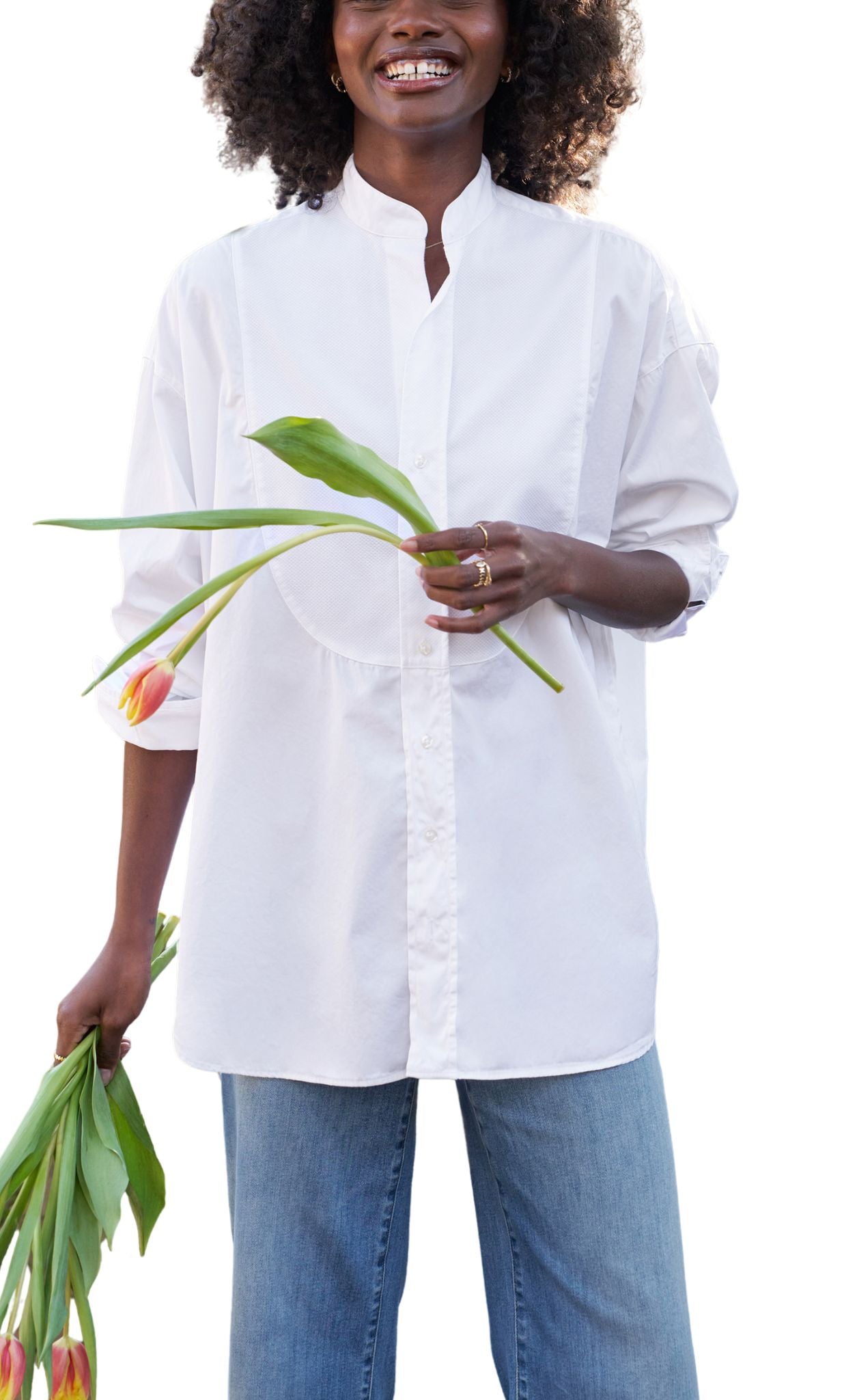 Frank & Eileen Collarless Button Down - Vermillion