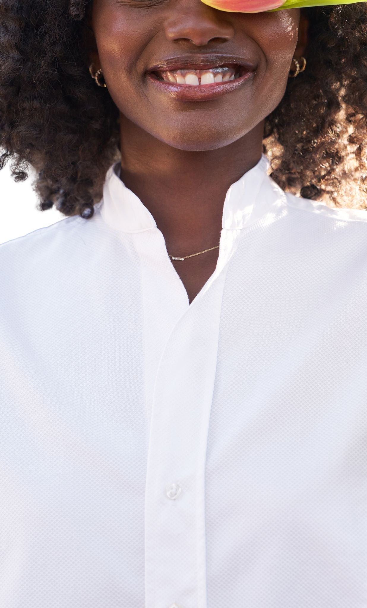 Frank & Eileen Collarless Button Down - Vermillion