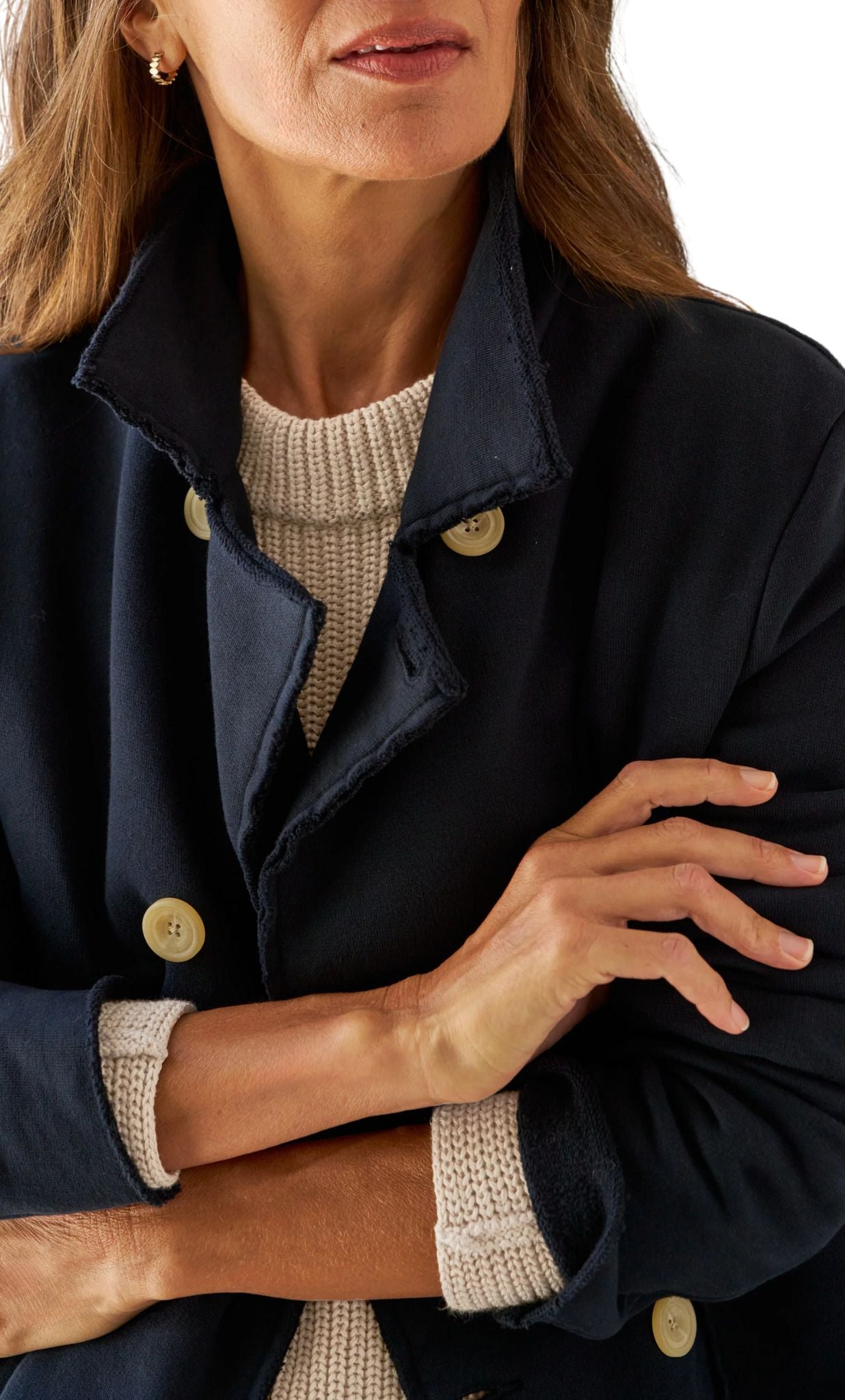 Frank & Eileen Cropped Sweatshirt Peacoat - Vermillion