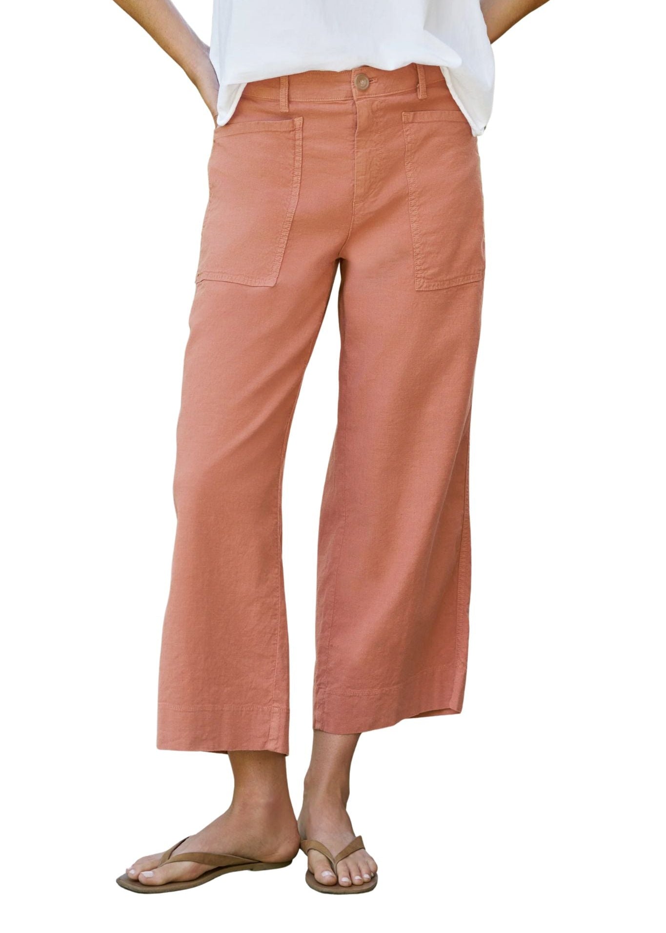 Frank & Eileen Limerick Crop Wide-leg Carpenter Pant - Vermillion