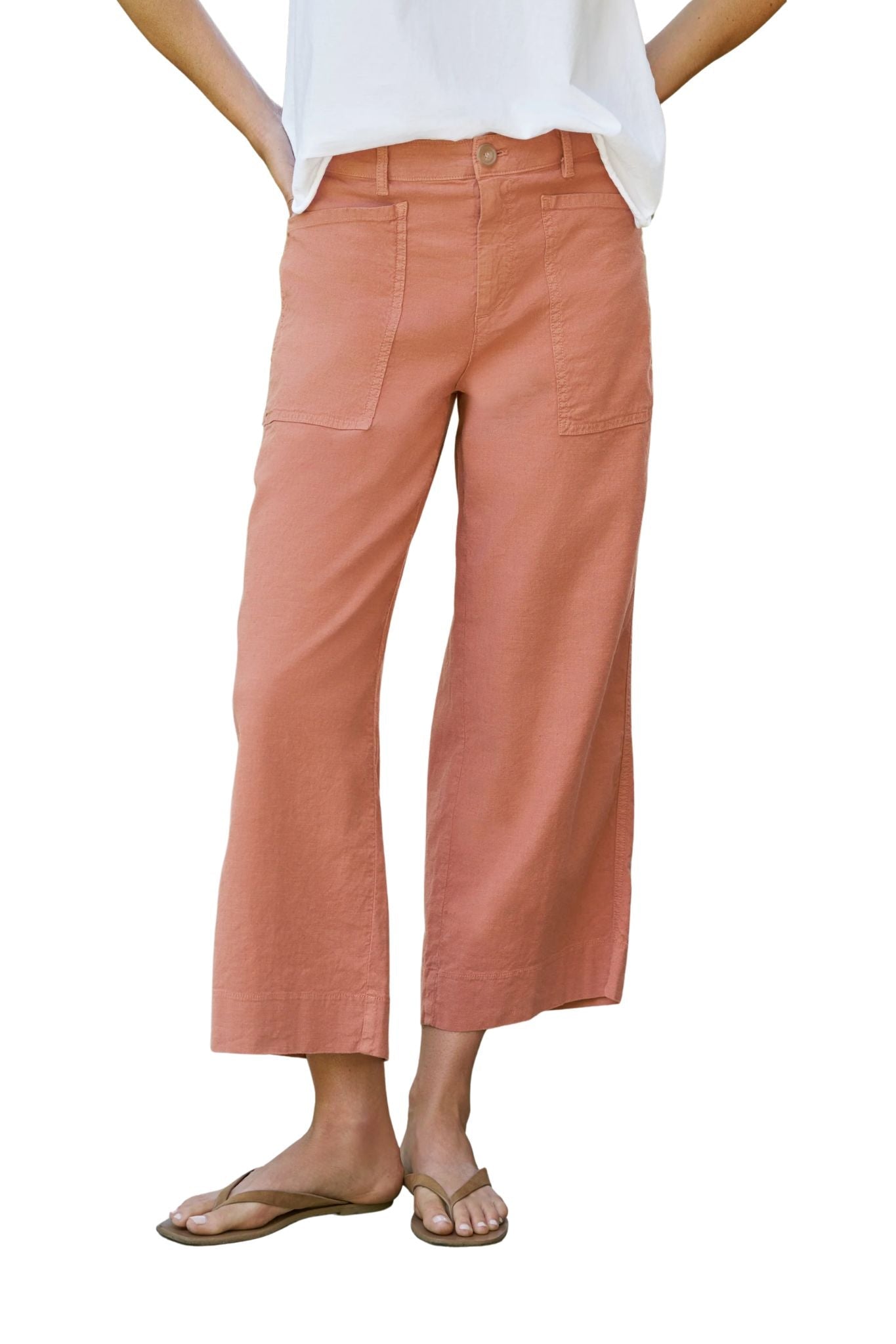 Frank & Eileen Limerick Crop Wide-leg Carpenter Pant - Vermillion