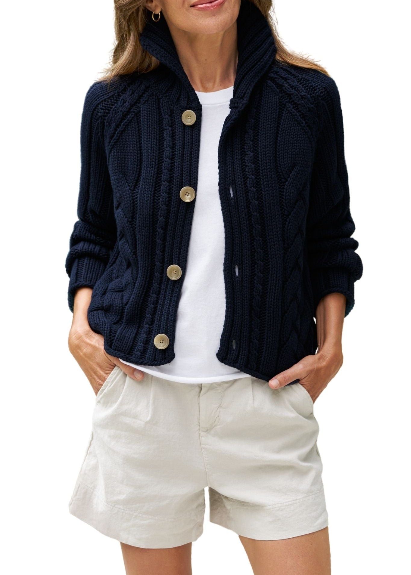 Frank & Eileen Mini Cotswolds Cable Cardigan - Vermillion