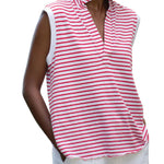 Frank & Eileen Olivia Popover Collar Tank - Vermillion
