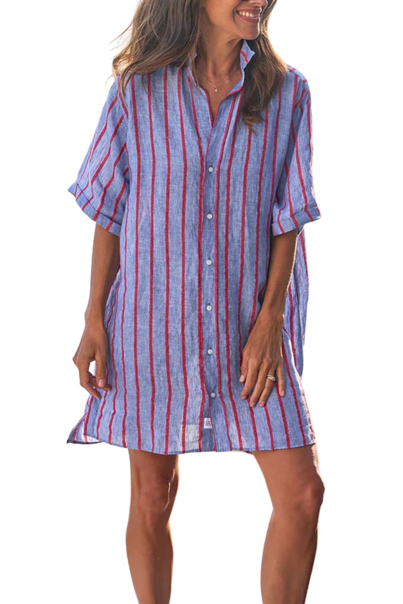 Frank & Eileen Rosemary Shirtdress - Vermillion