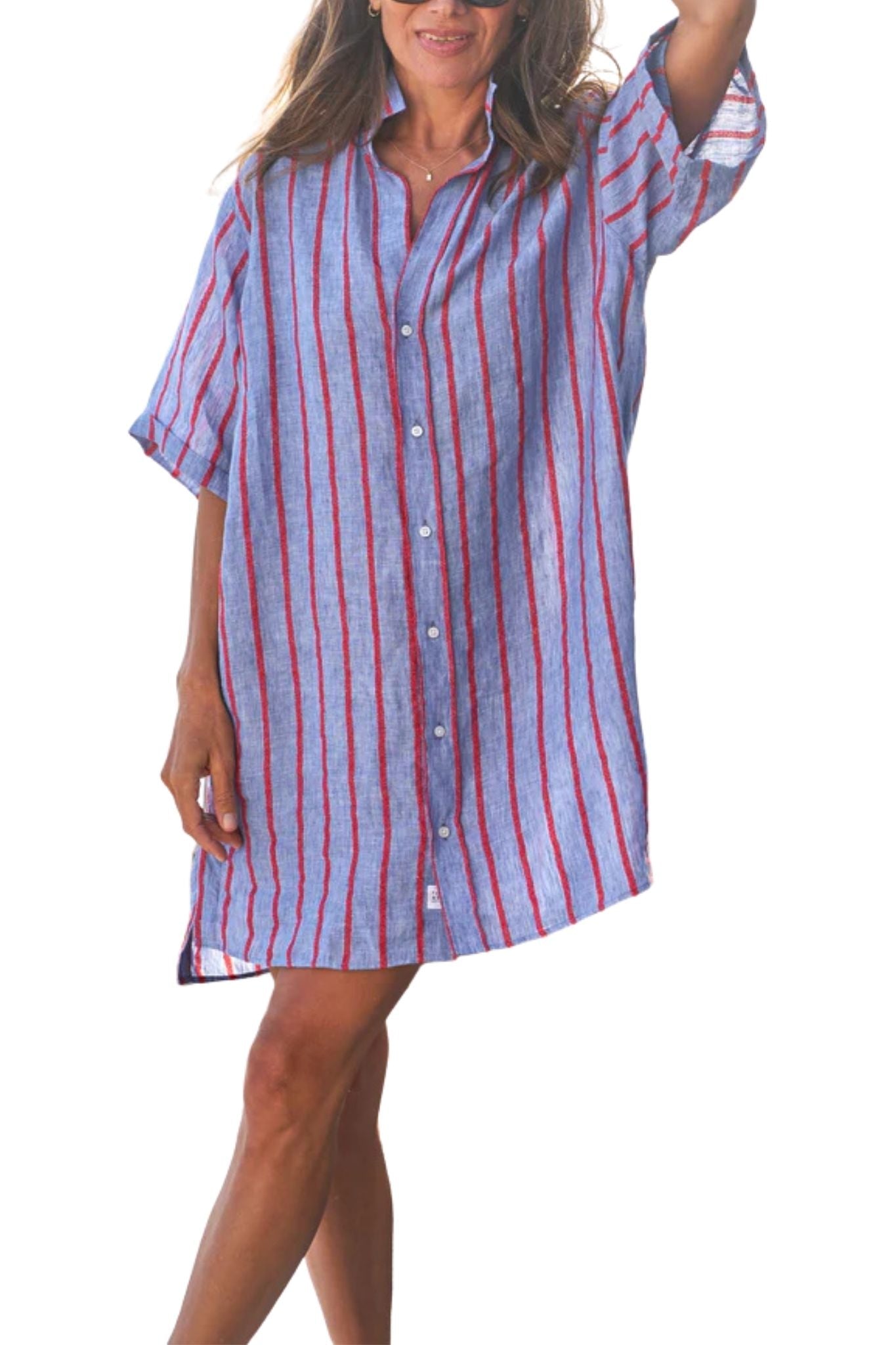 Frank & Eileen Rosemary Shirtdress - Vermillion