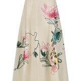 Lela Rose Floral Printed Canvas Embroidered Skirt