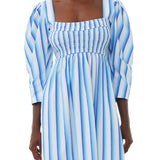 Ganni Stripe Cotton Smock Maxi Dress - Vermillion