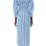 Ganni Stripe Cotton Smock Maxi Dress - Vermillion