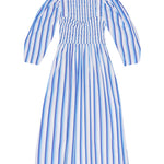 Ganni Stripe Cotton Smock Maxi Dress - Vermillion